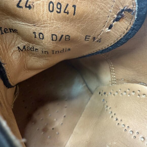 Johnston & Murphy Shoes Men's Size 10D Black Cap Toe Oxford Brogue Leather Dress - Picture 5 of 8